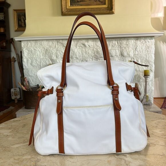 Dooney & Bourke Florentine Smith Bag Leather & White Nylon Vintage - Picture 3 of 16